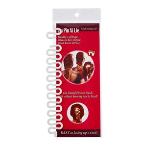  white plastic French braiding tool used for styling hair