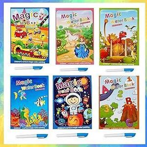 Happy Kid Magic Water Coloring Books for Kids - Unlimited Fun with Drawing, Reusable Water Book, Thick Water Pen Assorted Designs 4 Pieces and 4 Pens (Pack Of 4 Books)