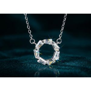 Radiant Circle 925 Sterling Silver Halo Necklace for women