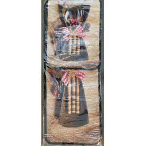 طقم مطبخ 2 قطعه دوتس  - الخامه طبقه القطيفه ملزوق علي دوتس ومتقفله بشريط - الطقم يتكون من قطعتين ( مقاس القطعه الكبيره ٥٥*١٤٥ تقريبا - مقاس القطعه الصغيره. ٥٥*٧٥ تقريبا )