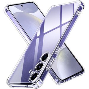 جراب لهاتف Samsung S25، جراب شفّاف من السيليكون TPU مضاد للصدمات مع حواف واقية للكاميرا – شفاف