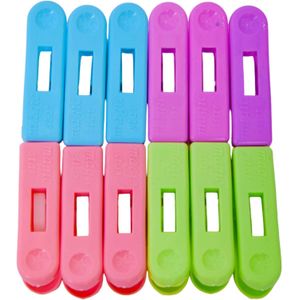 مجموعة مشابك بلاستيكية مكونة من 12 مشبكًا - متعددة الألوان