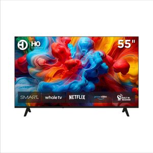 HOHO تلفزيون سمارت 55 بوصة بدون إطار 4K UHD مع واي فاي وبلوتوث ورسيفر مدمج و3 منافذ HDMI و2 USB – موديل HK5507SFL 