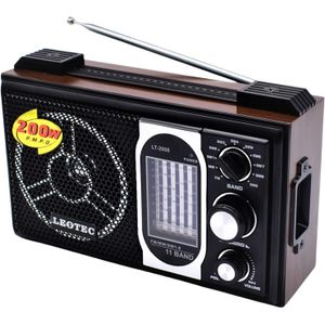 Leotec  Lyotech Classic Wood Radio 11 Wave High Sensitivity FM Radio USB Audio Player LCD Display Headphone Jack Portable Battery Powered Retro Wooden Radio Black Home Travel Outdoor for Daily Use FM