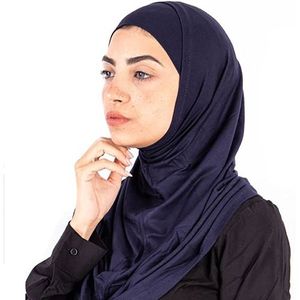 حجاب سوري قطعتين قطن - لون أزرق داكن