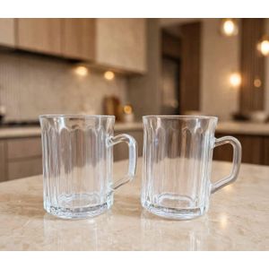 A 2-piece clear glass mug set