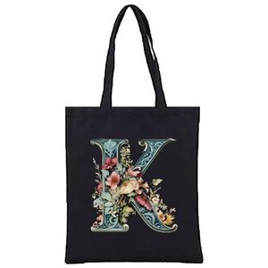 tote bag black High quality 100% linen handbag with distinctive design and shapes, multi-use (travel/lecture/club/work),Letter K colors