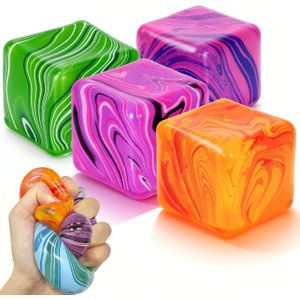 4 Pack Fidget Toys, Squishy Cube, Cube Squishy for Anxiety & Stress Relief for Adults, Slow Rise Sensory Stress Balls, Classroom Prizes