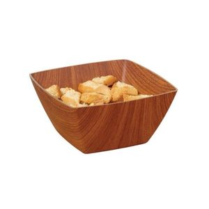 Wood Finish Plastic Bowl for Salads, Fruits and Popcorn Adds an Elegant Look to Your Home Square Shape 16cm (Shatterproof)