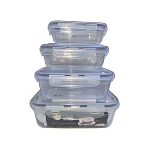 4-piece rectangular food organizer set - high-quality clear plastic