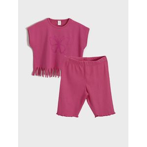 LC Waikiki تي شيرت برقبة دائرية وبنطلون ضيق للبنات