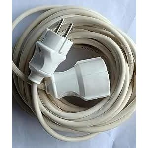 A complete 1mm thermoplastic wire with a plug and socket, 10 meters long, suitable for light loads.