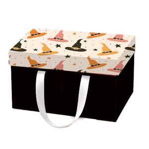 Halloween  Gift Box Black Storage Container and white with Magic hat Holiday Theme Wrapping Box 