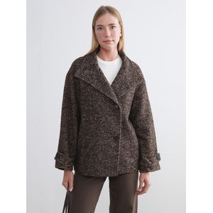 LC Waikiki Funnel Neck Patterned Oversize Women's Cachet Coat
