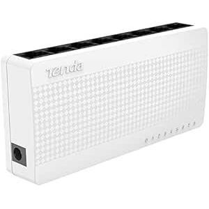 tenda جهاز شبكي باستشعار أوتوماتيكي موديل S108V8 من تيندا، بـ 8 منافذ 10/100 محول غير مدار