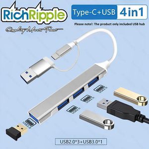 RichRipple 4-in-1 Dual Head Hub USB-C/USB 3.0 Adapter for Office Aluminum Alloy Multi-Port