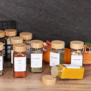 طقم برطمانات بهارات زجاج 24 قطعة بغطاء خشب
