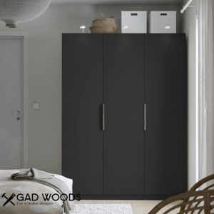 Gad Woods دولاب مودرن مصنوع من خشب ام دي اف اسباني عالي الجودة 3 ضلف 180x150x50 سم - أسود