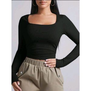 Stretch basic square cotton - two layers  long sleeve with finger hole