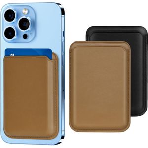 2 حامل محفظة بطاقة مغناطيسية مع MagSafe - لهواتف iPhone 15 Pro Max/15 Plus/15 Pro/15، iPhone 14 Pro Max/14 Plus/14 Pro/14، iPhone 13 Pro Max/13 Pro/13، iPhone 12 Pro Max/12 Pro/12 - باللونين الأسود والبني
