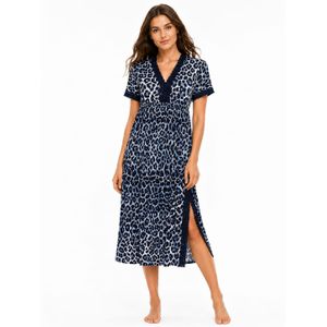 Caesar Women's tiger print nightshirt with short sleeves and side slit