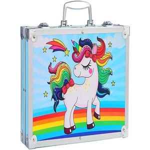 Art Supplies Set for Kids, 2 Layers Drawing Supplies, Portable Aluminum Case Art Kit, Great Gift for Kids Boys Girls. (145-Piece)