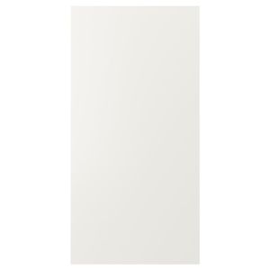 Door VEDDINGE white kitchen cabinet. Sleek, rectangular, smooth doors. Made from fibreboard, polyurethane, and acrylic paint.
