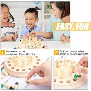 Wooden Memory Matching Game for Kids – Montessori Color Recognition Board Game with Dice – Educational Toy for Toddlers and Preschoolers – Safe Non-Toxic Wooden Puzzle – Improves Cognitive Skills, Concentration, and Family Fun Learning Play