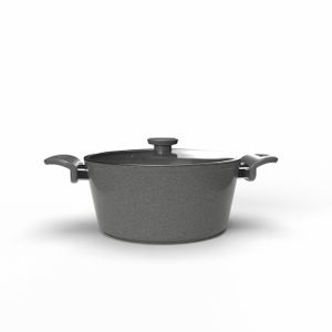 TOP CHEF وعاء طهي توب شيف مع غطاء زجاجي مقاس 28 رمادي