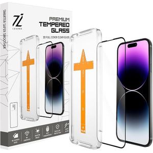 IZONE Clear 9H Tempered Glass Screen Protector for iPhone - With Easy Installation Frame - Enhance and Protect Your Device - 3D Tempered Glass Protector (Clear Glass, iPhone 14 Plus)