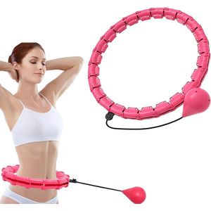 Plan A حلقة هولا هوب موزونة من واي هوم، حلقة تمرين الخصر الذكية لفقدان الوزن، طوق هولا هوب 24 وصلة قابلة للفصل ومقاس قابل للتعديل، مناسب للبالغين والمبتدئين، رائع للتمرين واللياقة البدنية في المنزل
