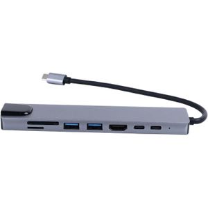 جي يو اكس اي او ام محول USB-C متعدد المنافذ 8 في 1 مع HDMI قارئ بطاقات SD/TF منفذ USB 3.0 ار جيه 45 ايثرنت لجميع الاجهزة من النوع سي