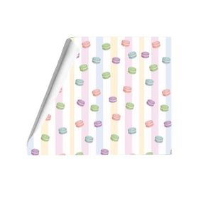 Gift Wrapping Paper with Pastel Macaron and Stripe Pattern, Colourful Wrap size (50x70)