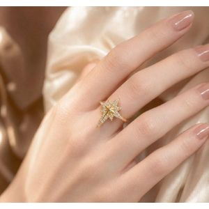 Elegant North Star Stainless Steel Tarnish-Free Ring – Celestial Chic Style