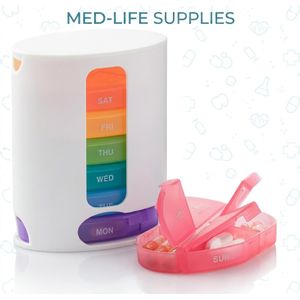 منظم حبوب أسبوعي، علبة حبوب قابلة للفصل، 4 مرات يوميًا، 7 أيام، مع أقسام سهلة الفتح للأدوية والفيتامينات والمكملات الغذائية، أبيض