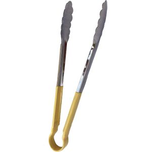 Stainless Steel Tong With Yellow Plastic Handle