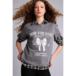 Defacto تيشيرت نص كم اوفر سايز مطبوع