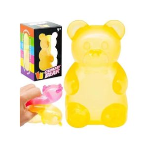 Squishy Gummy Bear Stress Balls, Fidget Squishy Toy with Soft High Density Gel, Ultra Soft Squeeze Balls for Kids Adults Anxiety Relief, Calming Students Classroom Prizes Calming Kids Adults, Yellow