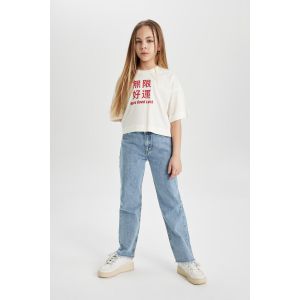 Defacto Girl Straight Fit Trousers - Lt.Blue