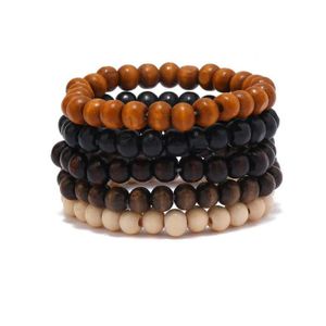 3Diamonds Rubber Bracelet Set - Natural Wood - Beaded Bracelet for Men and Women - 5 Pieces - Mixed Color - Gives an Attractive Touch