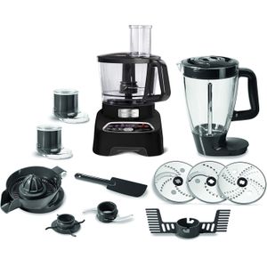 Moulinex FP8268EG Double Force Digital, Food Processor, 1000 Watts, 36 Functions, 3L Bowl, 2L Blender, Digital Control Panel with 7 Pre-Programs, Easylock Safety System, Black