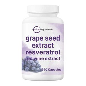 Micro ingredients, Grape Seed Extract 36,000mg Equivalent, 240 Capsules Antioxidant Blend with Resveratrol & Red Wine Extracts Max Strength Polyphenols Supplement Heart, Brain, Cell, & Skin Health Support