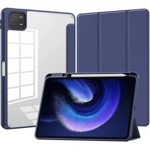 غطاء حماية قابل للطي لأجهزة شاومي مي باد 8 و8 برو 11.2 إنش 2026 ، جراب شفاف مع حامل قلم ودعم النوم والاستيقاظ التلقائي (ازرق)