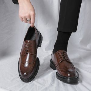 Flangesio Italian Handmade Mens Formal Shoes Slip On Calf Leather Oxfords  Size 45 46 Top Quality Luxury Brogue Wedding Party Dress Shoes For Men  Classic Style Leather Shoes Male Office Loafers Brown @