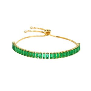 3Diamonds Delicatel Bracelet For Women Girls Green Color Cubic Zirconia Accessories,Party Daily Female Jewelry Lovers Gift