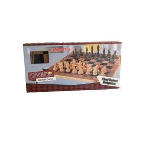 Classic Wooden 3-in-1 Strategy Board Game Set – Includes Chess, Checkers, and Backgammon – Premium Quality Foldable Wooden Board with Detailed Pieces – Ideal for Intellectual Development, Strategic Thinking, and Family Game Nights