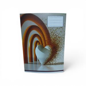 Extra Line Stapled Plain and Lined School Notebook, 60 Sheets, Heart Design, Duplex Cover, 16 x 22.5 cm