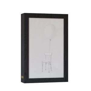 Art Mood Home Natural Wood 2 In 1 Photo Lighting Frame - Ballon & Chair 20Cmx 15Cm Black Frame