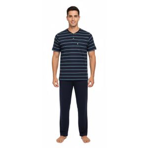 Jet Men Summer Pyjama Set Striper Top & Plain Bottom