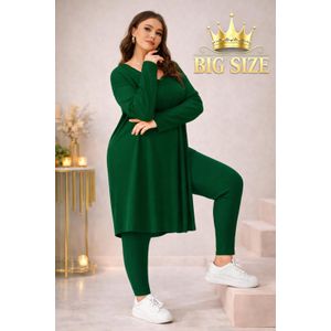 بيجامة قطيفة مضلعة بدانتيل – مجموعة بيج سايز المقاسات: متاح من 85 كجم حتى 120 كجم